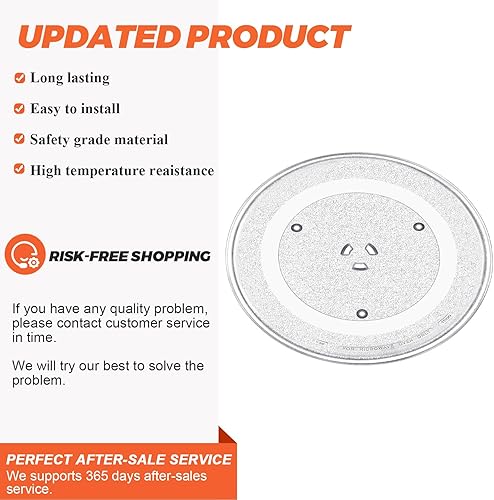 Miniatura 10 de Beaquicy - Bandeja giratoria de vidrio para microondas de 12.5 pulgadas, repuesto para microondas GE Kenmore Samsung Hotpoint - Placa de 12 12