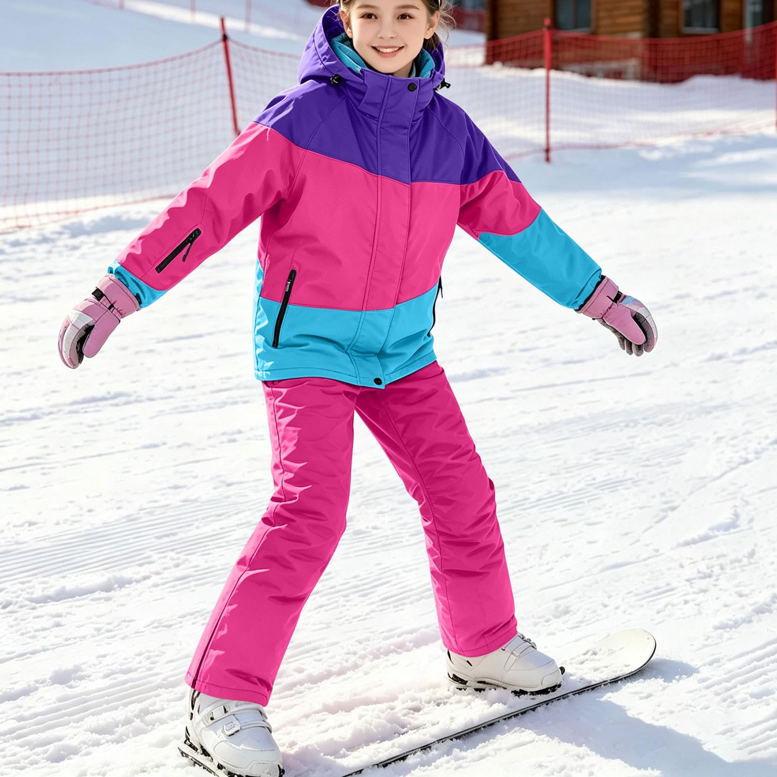 Schneeoverall Kinder Schneeanzug Patchwork Skianzüge Zweiteiler Skianzug