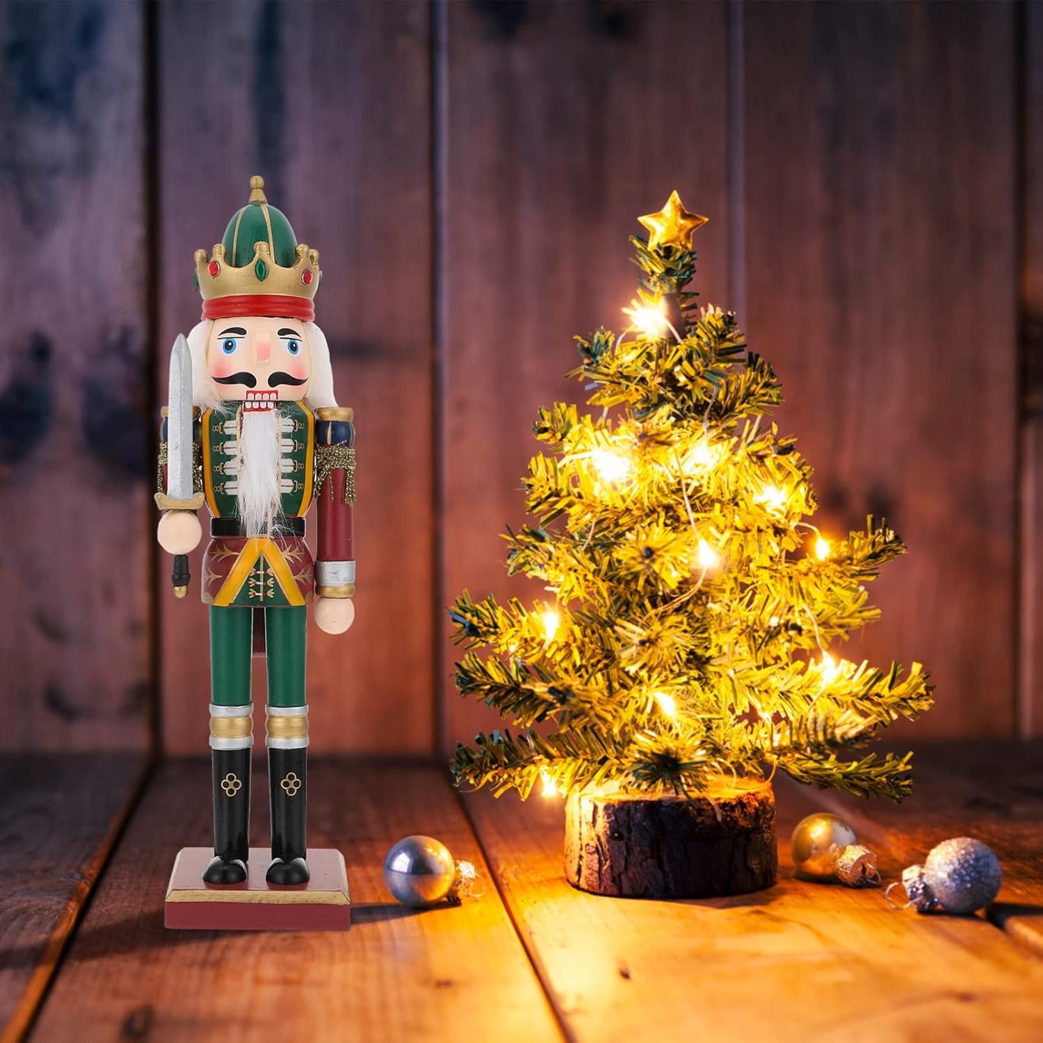 NUOBESTY Christmas Wooden Nutcracker Ornaments Nutcracker King Soldier Figure Wooden Hanging Nutcracker Figure Nutcracker Soldier Ornament for Xmas Desktop Office Decor 1Pc