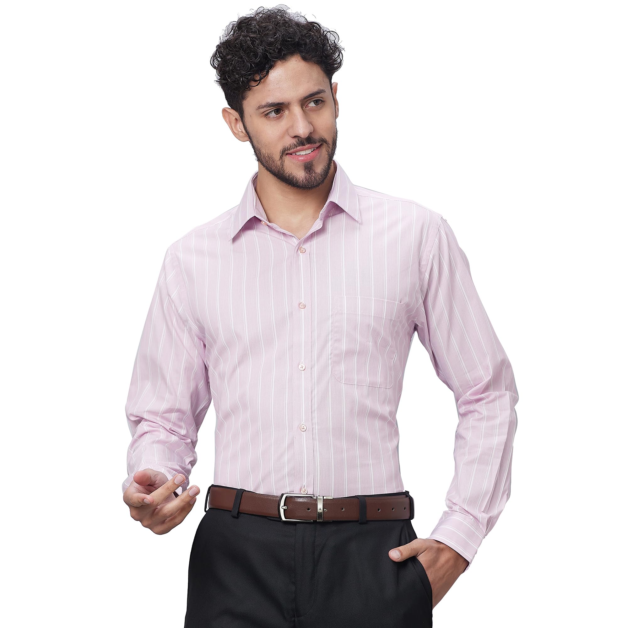 raymond Men Slim Fit Structure Pattern Pure Cotton Semi Cutaway Collar Full Sleeve Formal Shirt-picture-36