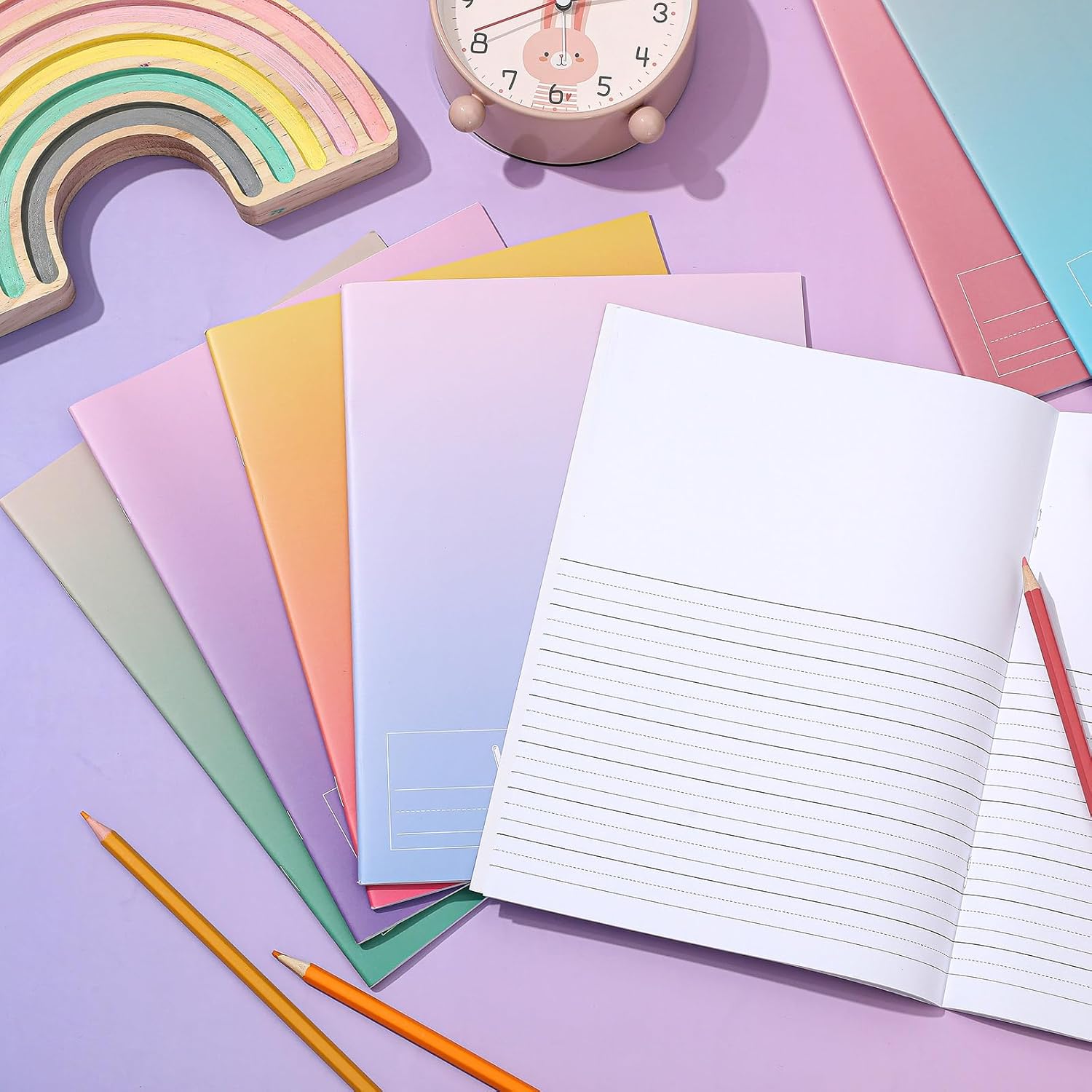 Henoyso 12 Pcs Primary Composition Notebook K-2 9 3/4 x 7 1/2 Inch Primary Journal, Notebook for Kids Supplies, Bulk Blank Writing Book for Kid to Write Draw Journal 60 Page (Color Gradient) - Image 5