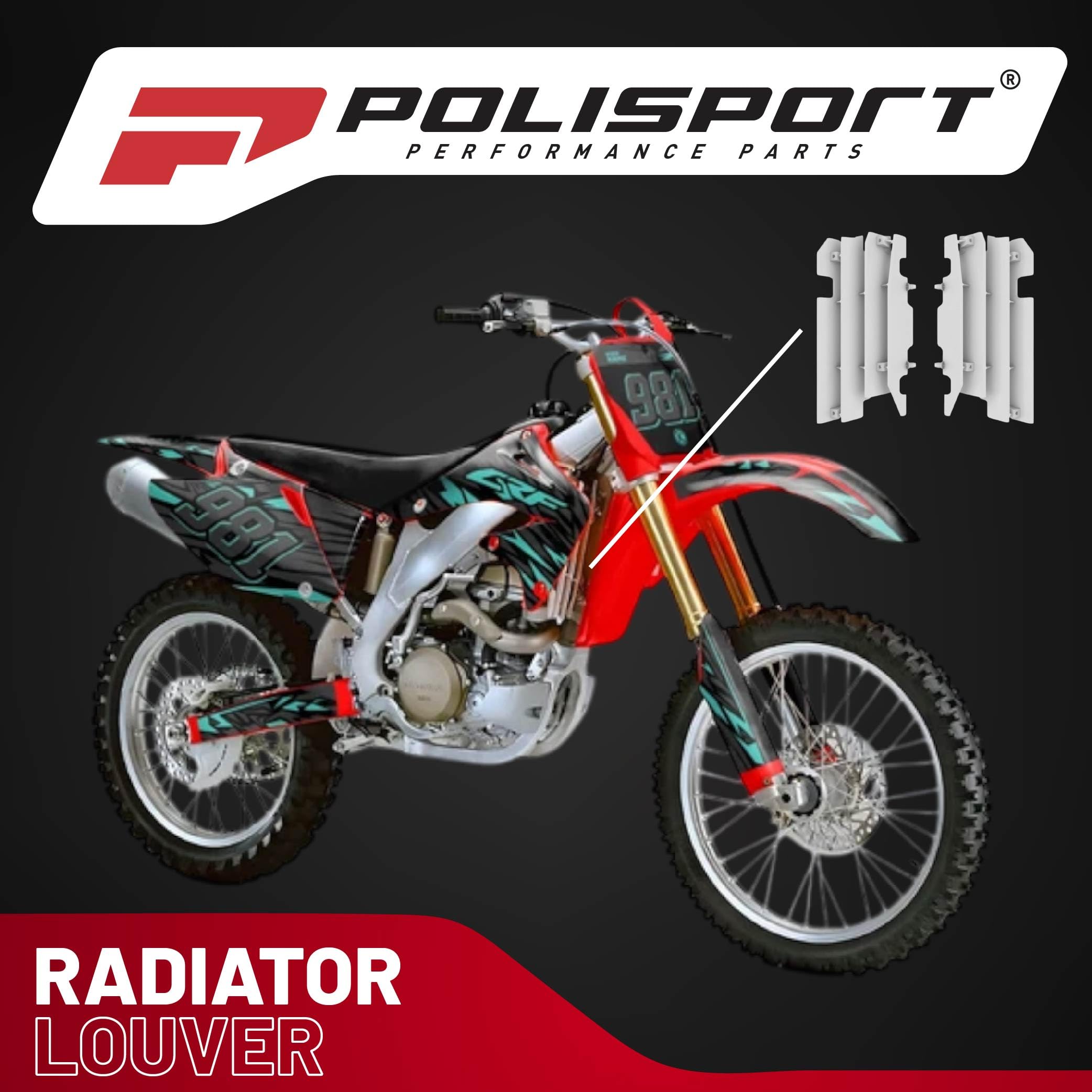 Polisport Honda CR125,CR250 - Modelles 2000-04 - CRF450R - 2003-04 - Kühlerlamellen Satz Weiß