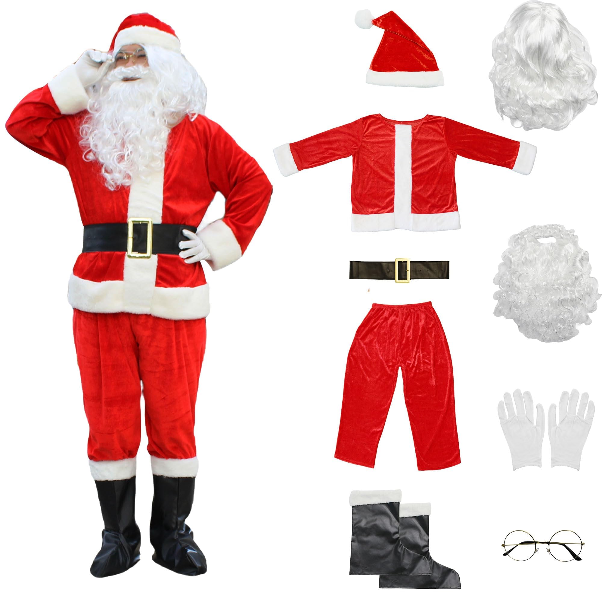 SELORE Costume de Père Noël pour Hommes Complet de Déguisement de Noël Homme(XXXL)