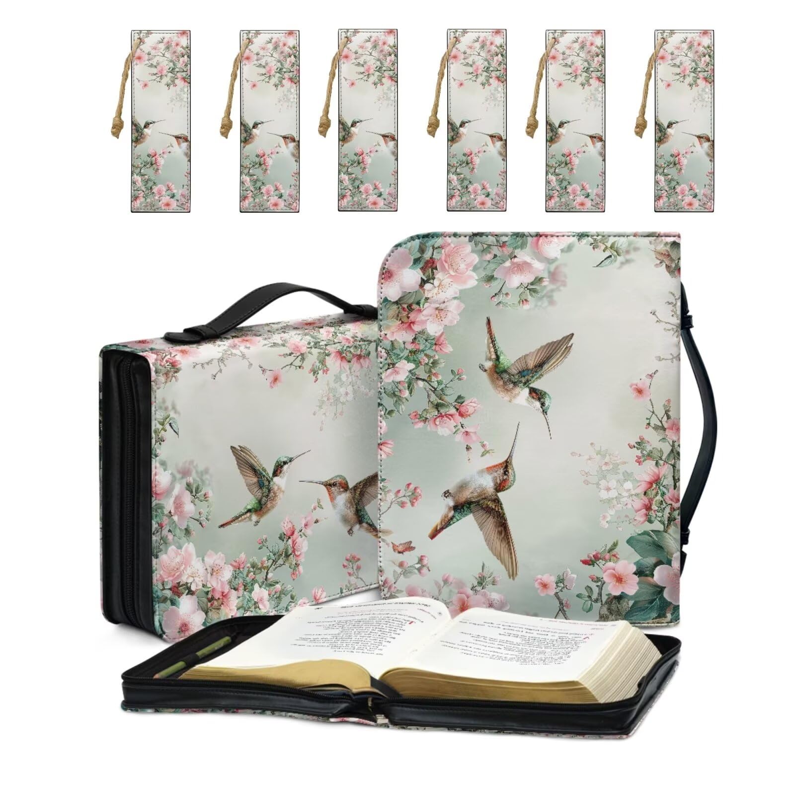 COEQINE Set di 7 copertine bibliche in pelle per donne, custodia per il trasporto della Bibbia rosa e segnalibri, per amanti dei libri, per lavoro, ufficio, chiesa