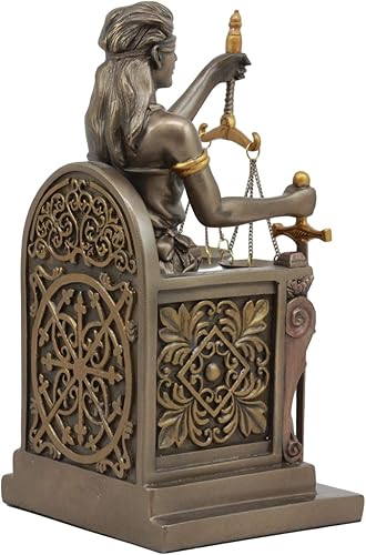 Miniatura 6 de Ebros Gift Figura de ley y orden judicial de 8 pulgadas de alto, escultura de diosa griega La Justica en acabado de resina de bronce sintético