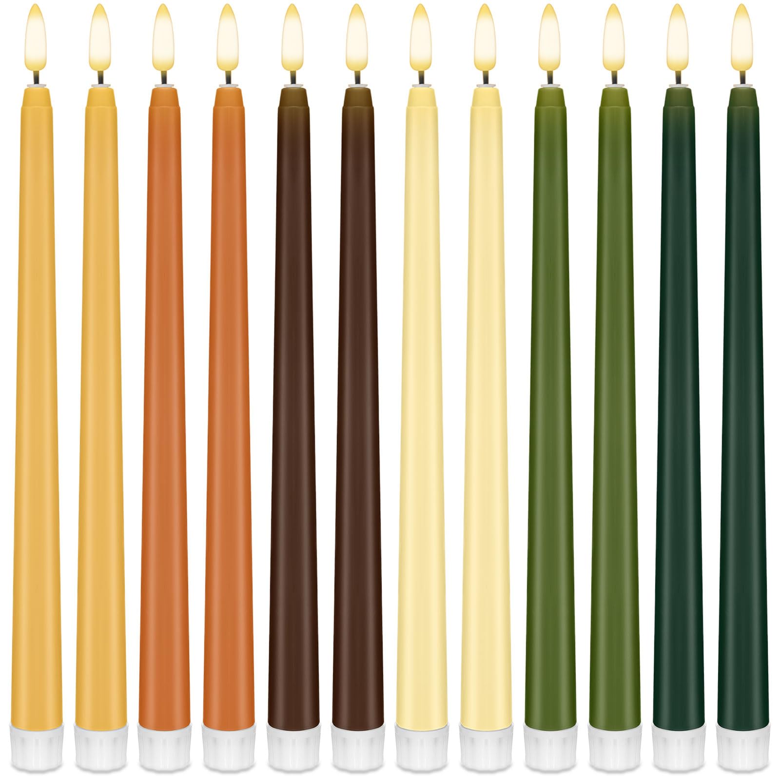 Baquler 12 Pcs 11'' Fall Flameless Taper Battery Operated Candles โ image 1