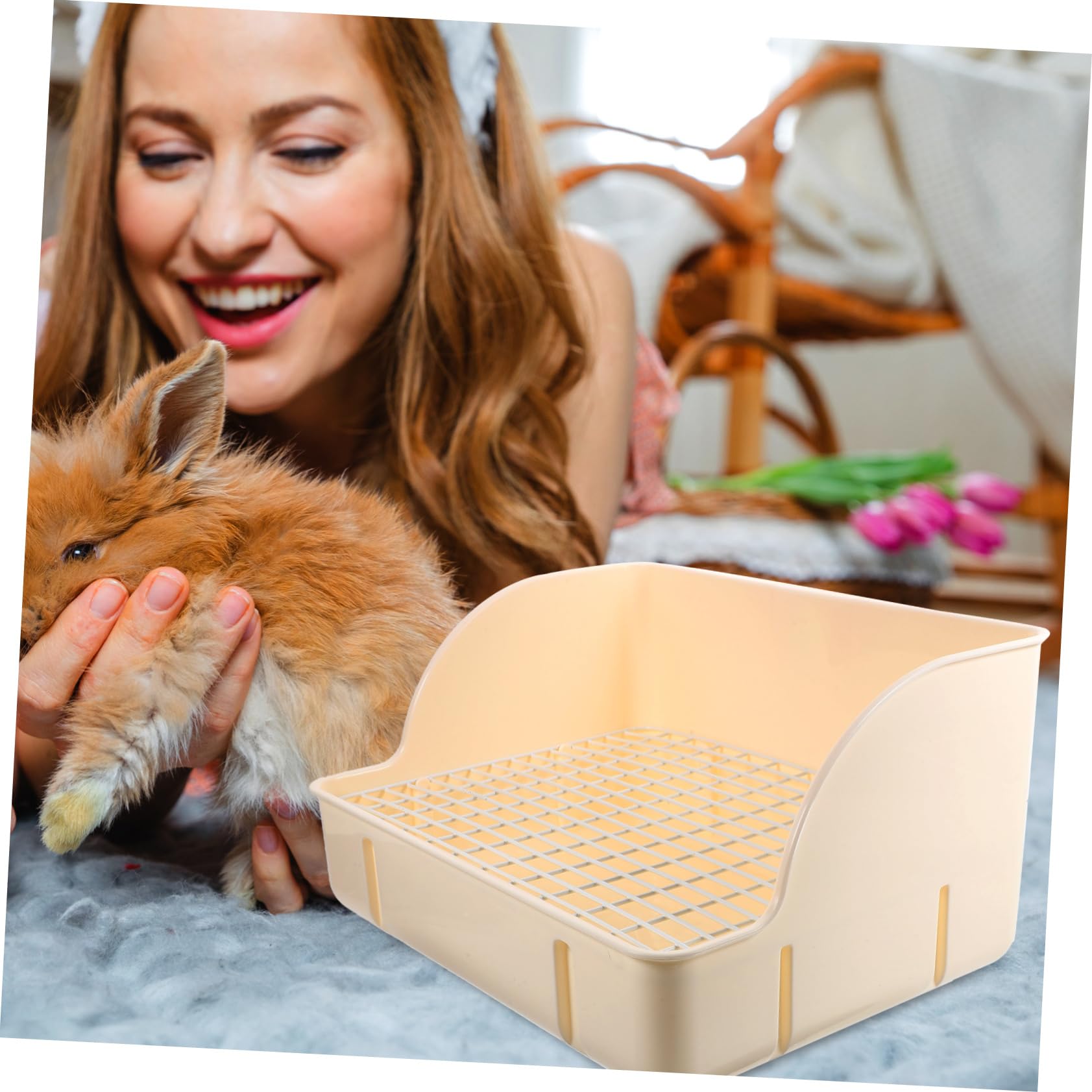 BESPORTBLE Vassoio per Lettiera per Conigli e Piccoli Animali Toilette per Gabbia Design Angolare Resistente Facile da Pulire