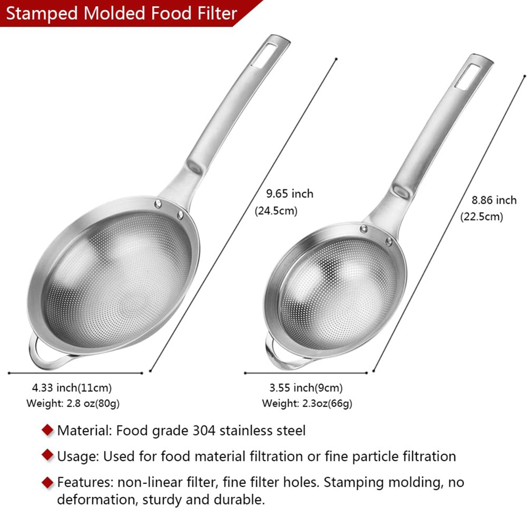 Colador pequeño de fina de acero inoxidable con de metal, juego de 12 unidades para cocina
