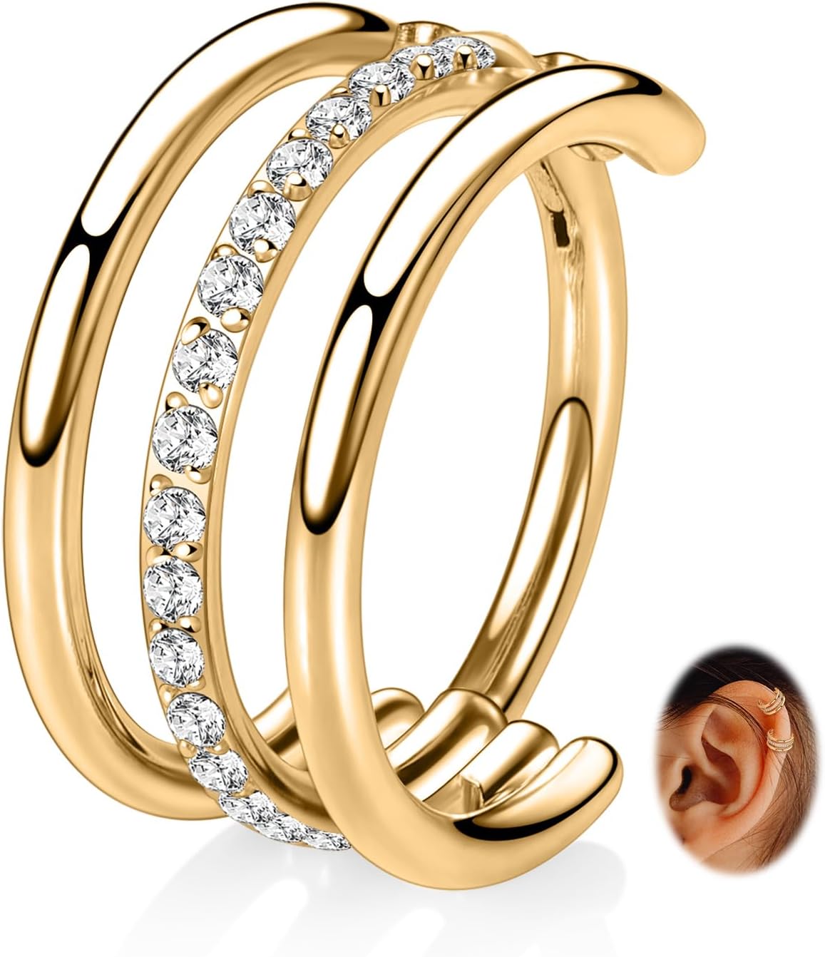 FUNLMO 316L Surgical Steel Conch Helix Piercing Jewelry Cartilage Hoop Earring Septum Ring Nose Ring Rook Lobe Daith Tragus Piercing Jewelry 16G Double/Triple Hoop