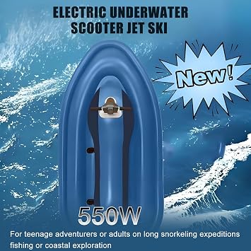 Powerful Electric Underwater Water Scooter Jet Ski/Floating Motor Boat for Kayaks & Paddle Boards-9-Speed Remote,360 Handle,Salt-Proof & Durable Shell for Ocean Exploration & Fishing