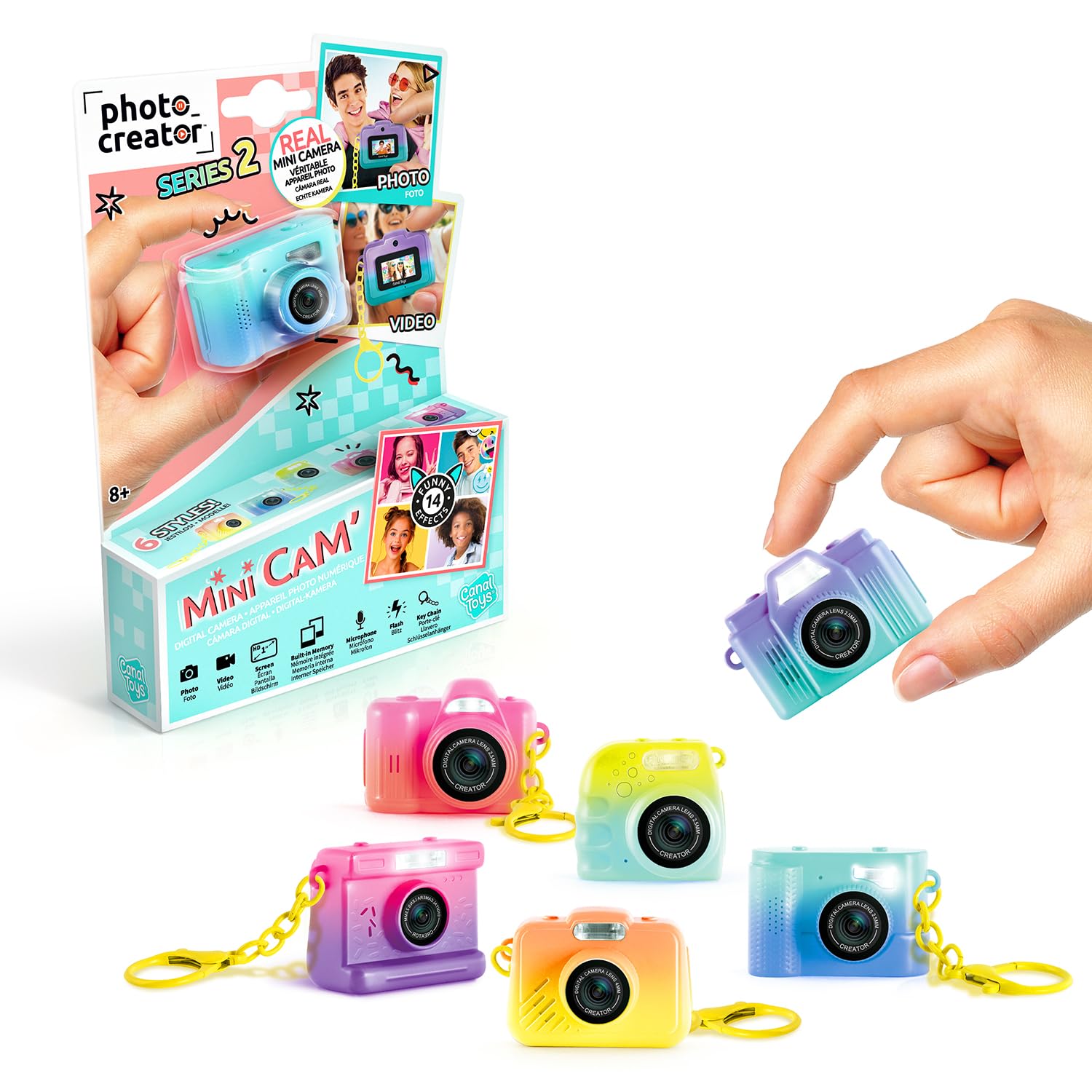 Canal Toys - Photo Creator - Mini CAM Digital Bicolor - Mini fotocamera digitale per bambini e video - Regalo a partire da 8 anni - 14 filtri - Flash + Microfono- Formato Viaggio - Assortita - CLK 066