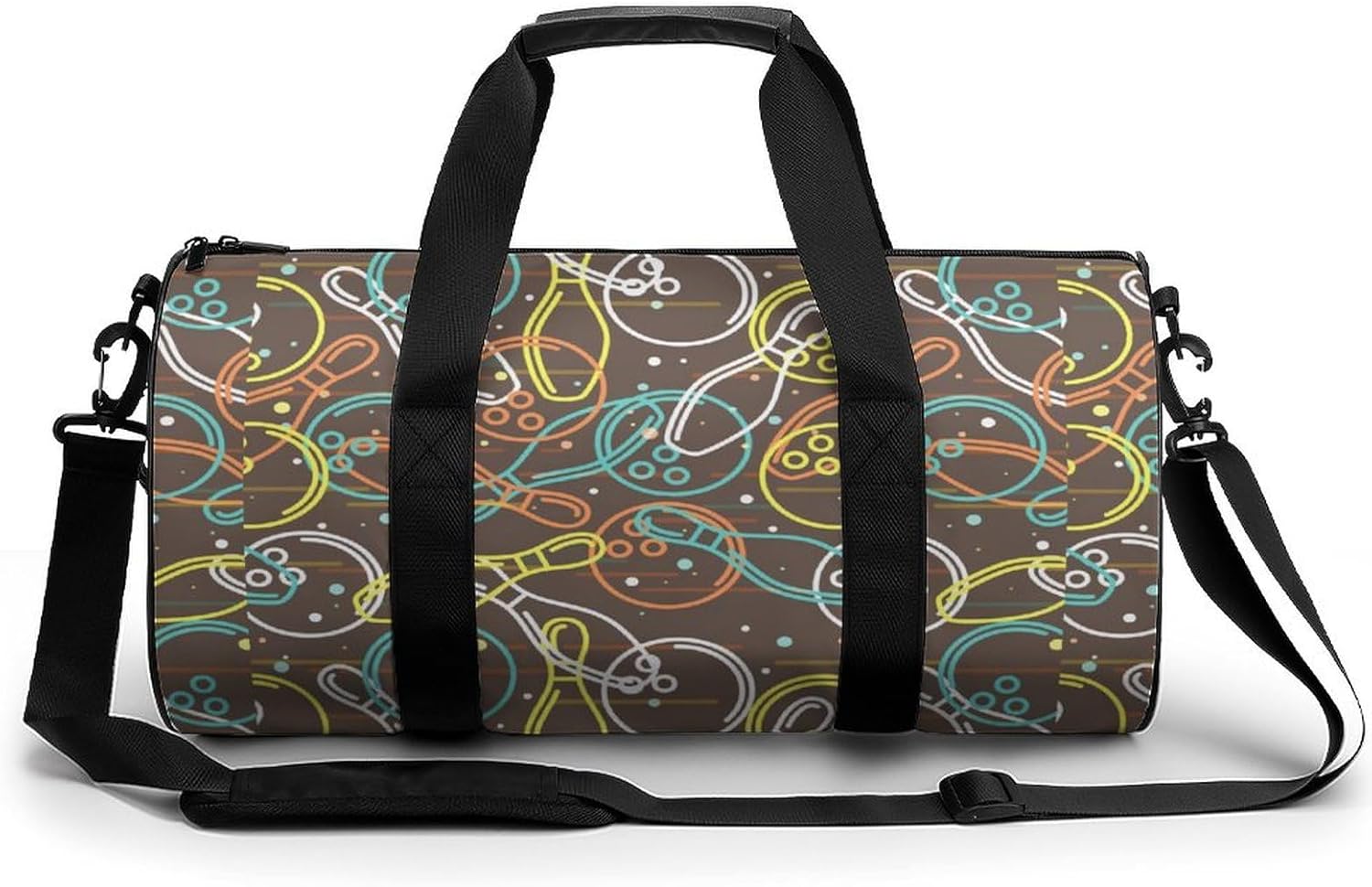 Bowling Balls And Pins Gym Sport Bag Travel Duffle Backpack Weekender Overnight with Shoes Compartment for Women Men