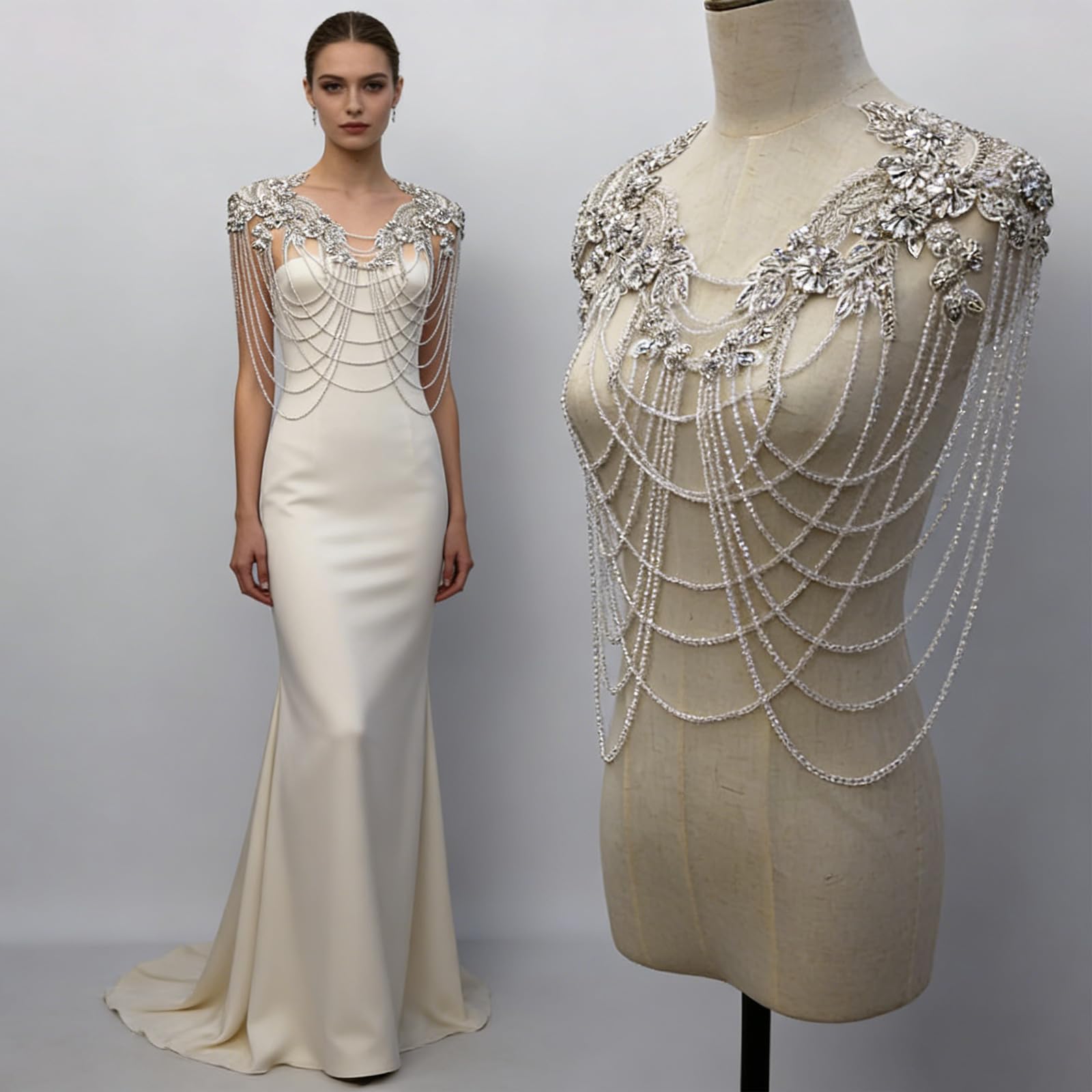 Apliques de flecos de diamantes de imitación, lentejuelas bordadas con cuentas, costura en parches de tela para vestidos de novia, disfraces de vestidos de noche, adornos para vestidos de novia
