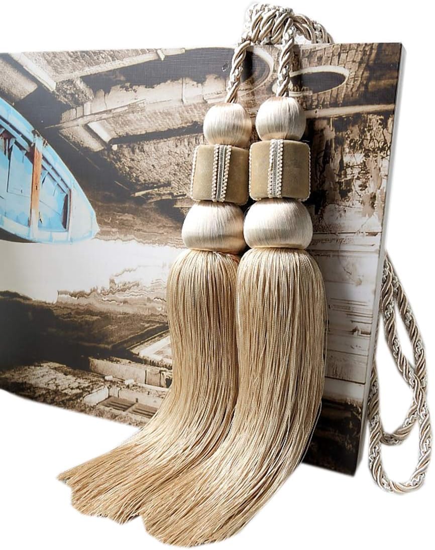 1 Pair Double Balls Hanging Curtain Buckle Curtain Rope Tiebacks with Tassels (Jujube red)