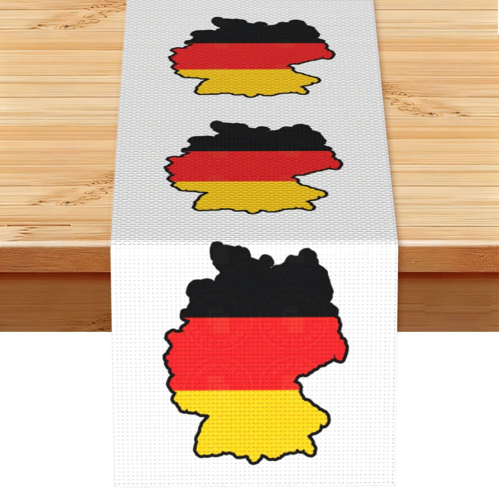 German Flag Map Printed Table Runner 13 x 72, Wrinkle Resistant Decor for Dining Table Coffee Table Fireplace
