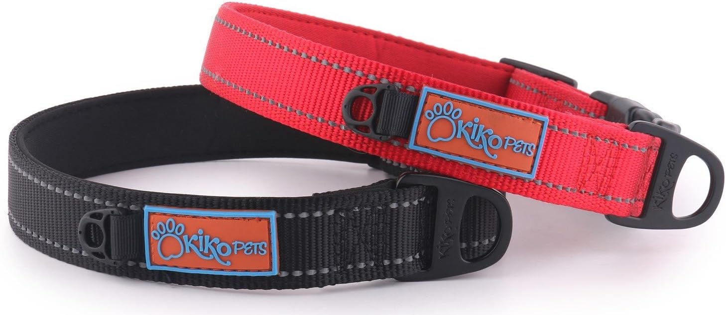 X- Small Black Collar Made with Neoprene Extra Padded Dog Collar, Reflective Stitching, ID Dog Holder