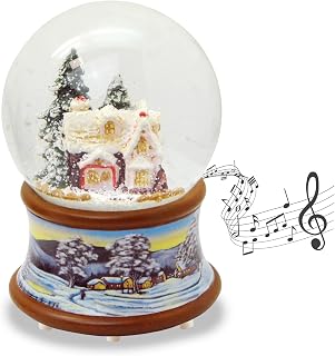 Bola de nieve para repostería de Navidad, diseño nostálgico de invierno, color marrón, con caja de música, 100 mm de ancho, diseño en Alemania * 20195