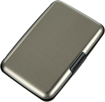 RFID Blocking Credit Card Holder for Women Men Aluminum Wallet Slim Metal Business Hard Case, gray, S
