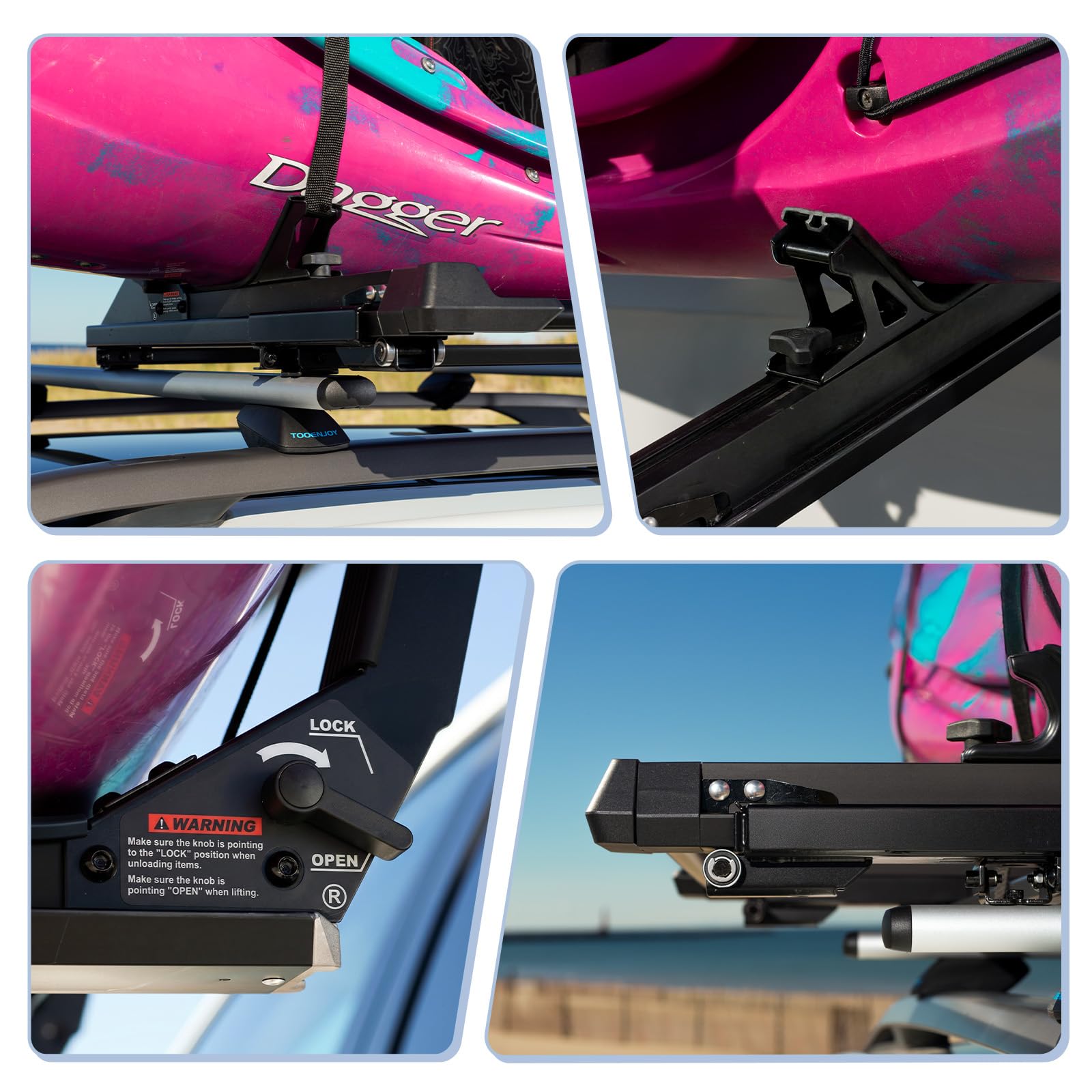 TOOENJOY Portapacchi per Kayak con Assistenza Elevante, Capacità 45 KG per Kayak e Canoa, Bike Sup Boxes Ladder Carrier - Elevating Assist Camping Multiple Loading