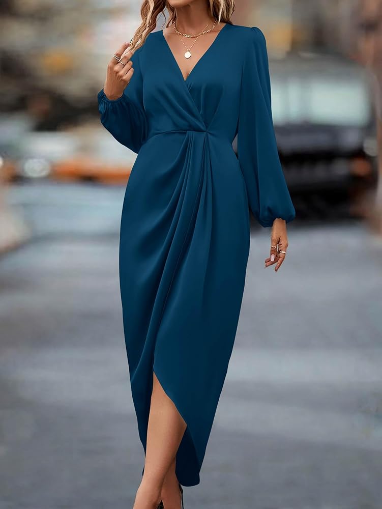 wrap dress formal Odana's | Garnet Red Wrap Maxi Dress main image 0