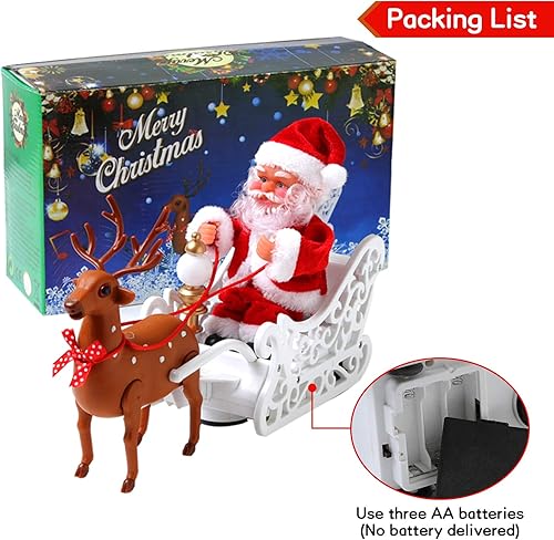 Miniatura 6 de Muñeca de Papá Noel, juguete de trineo de alce, carro eléctrico universal de Navidad 2023 con música, correr, caminar, montar, cantar, cantar,