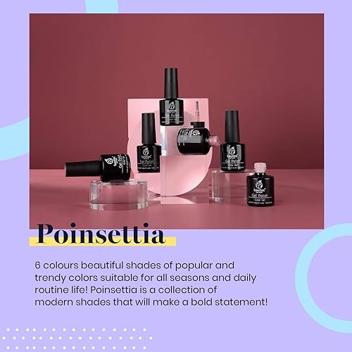Miniatura 3 de Beetles - Juego de esmaltes de uñas de gel rojo, kit de flor de pascua, color rojo oscuro, burdeos, rojo con purpurina, con fácil extensión de uñas,