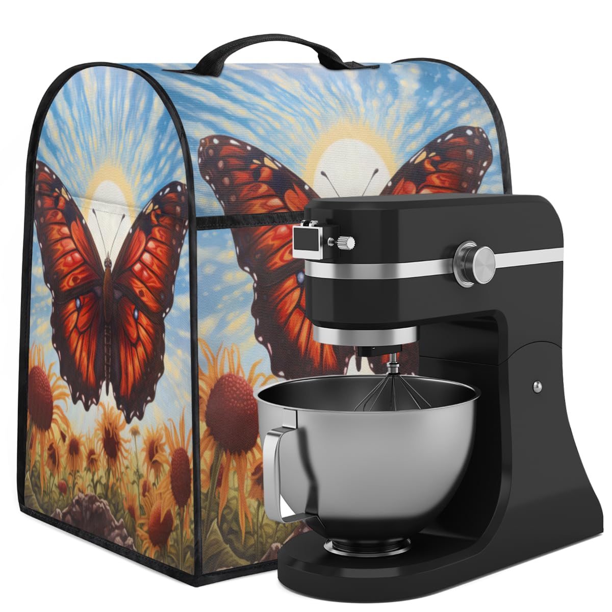 Coffee Maker Cover Sunflower Butterfly Kitchen Appliance Covers Small Appliance Covers Blender Cover Juicer Cover Dust Covers for Kitchen Appliances with Top Handle and Pockets,Washable,C469