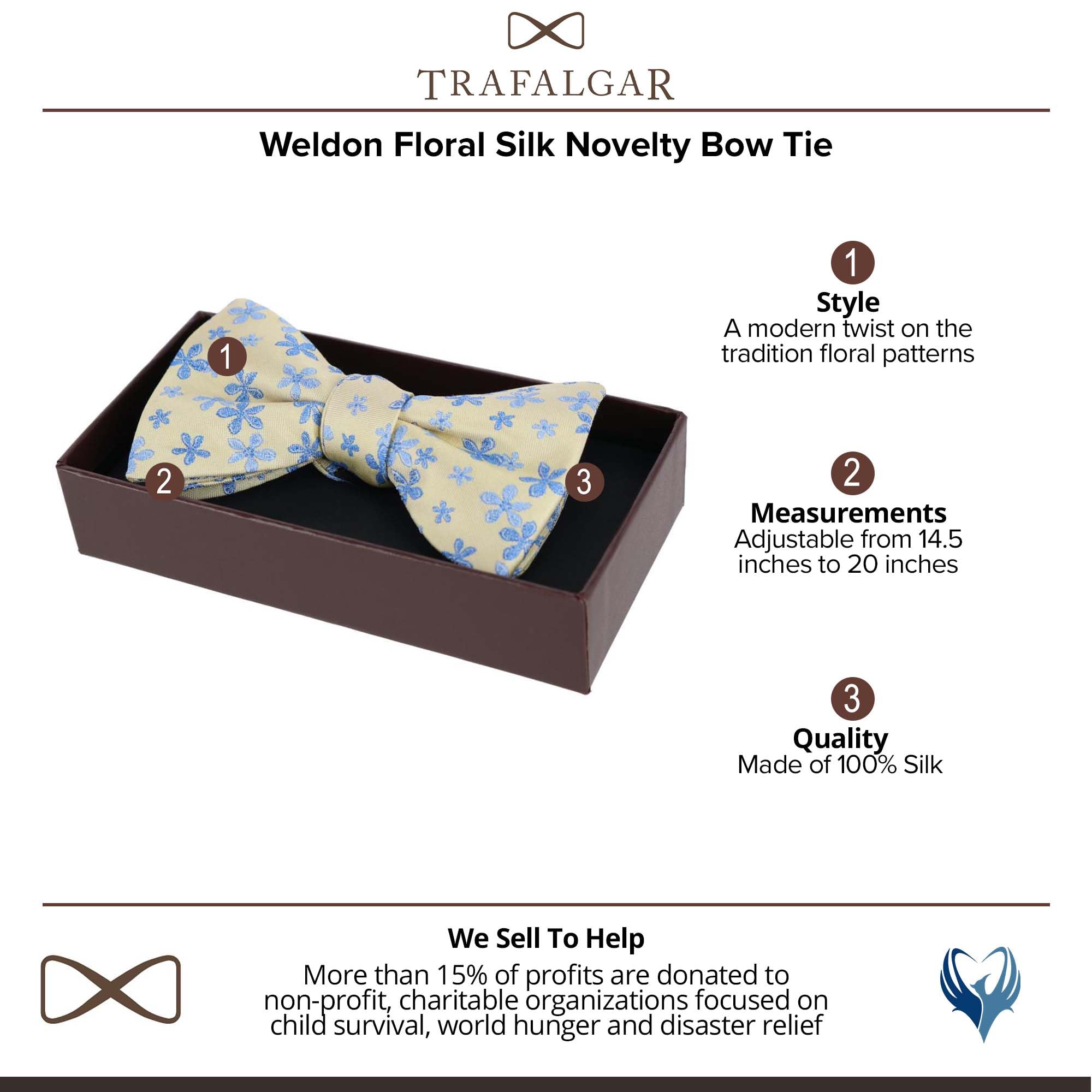 Trafalgar Weldon - Papillon da uomo in seta, motivo floreale