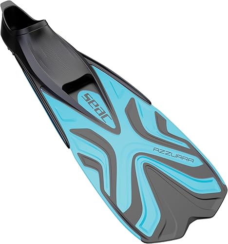 SEAC Azzurra, aletas de esnórquel para adultos y niños, bolsillo cerrado para pies en goma suave
