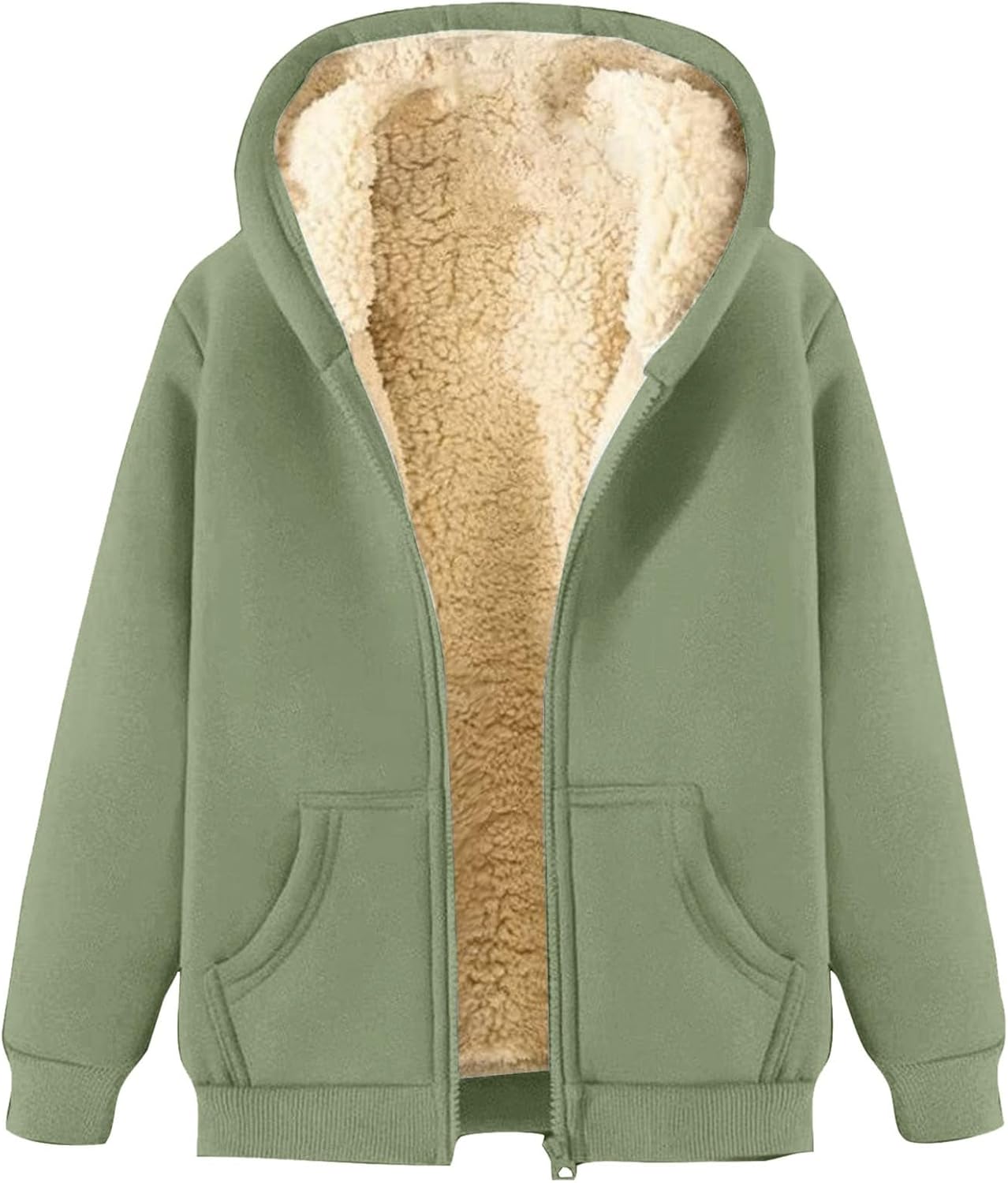 Veste Polaire Femme Chaud Doublure Polaire Zippée à Capuche Sweat-Shirt