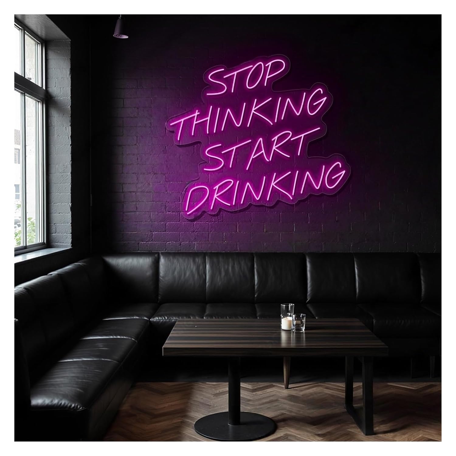 ネオンサイン LED Stop Thinking Start Drinking ネオンサイン バー、クラブ、ショップの壁装飾に最適