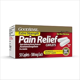 GoodSense Extra Strength Pain Relief, Acetaminophen Caplets, 500 mg, 50 Count