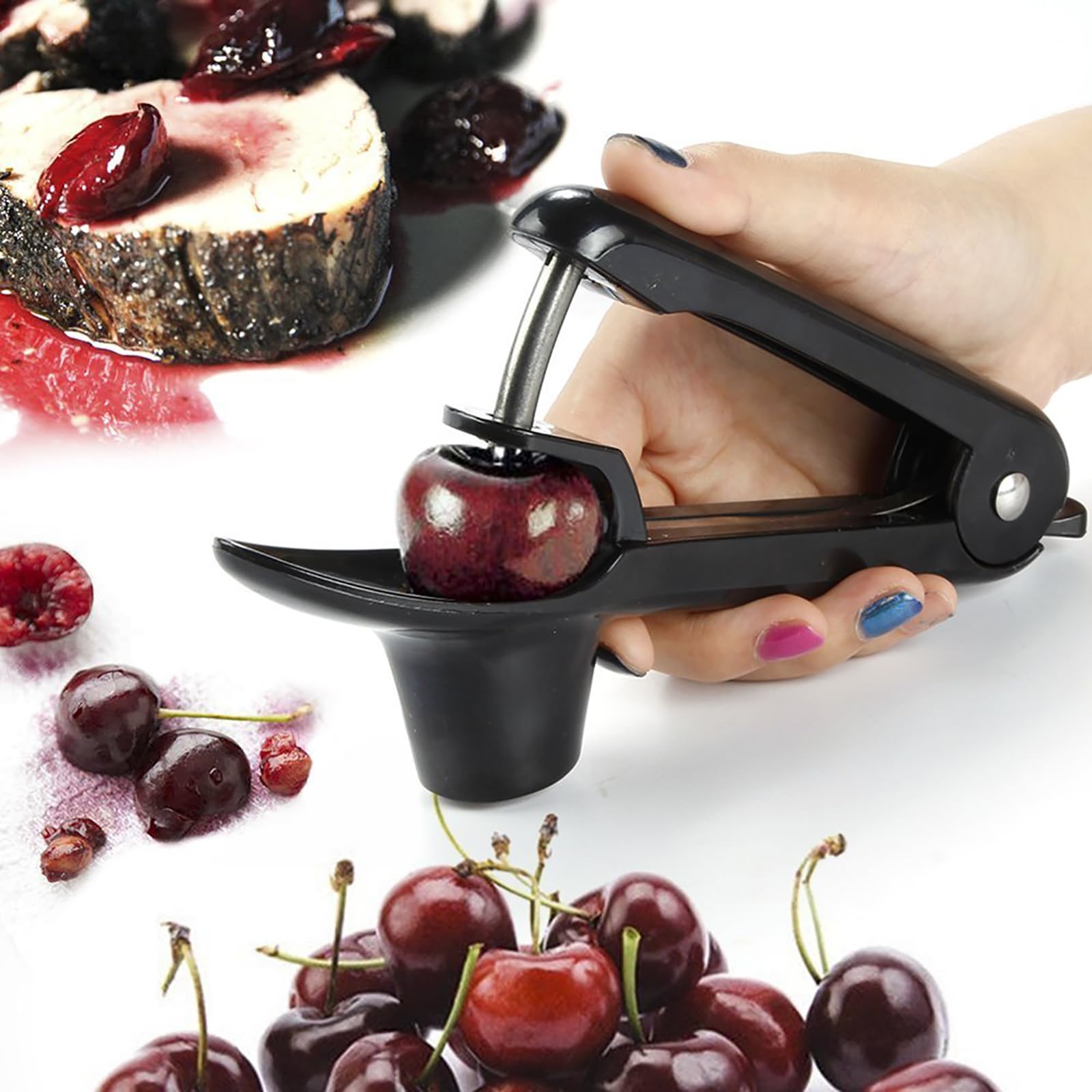 Deshuesador de Cerezas,Deshuesador de Cerezas y Aceitunas Herramienta para Deshuesar Frutas de Acero Inoxidable Quita Huesos Rápido y Limpio Lavavajillas Disponible y Diseño Compacto