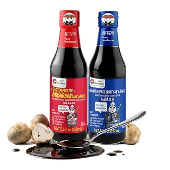 Sauce Grandmaster High Amino Nitrogen Light Soy + Savory Mushroom Dark Soy Double Brewing Gluten-Free Soy Sauce Bundle No MSG, No Preservatives, Perfect Condiment for Japanese Sushi, Sashimi, Vegan Stir-Fry & Marinade, Dipping Sauces for Fish, Dumpling