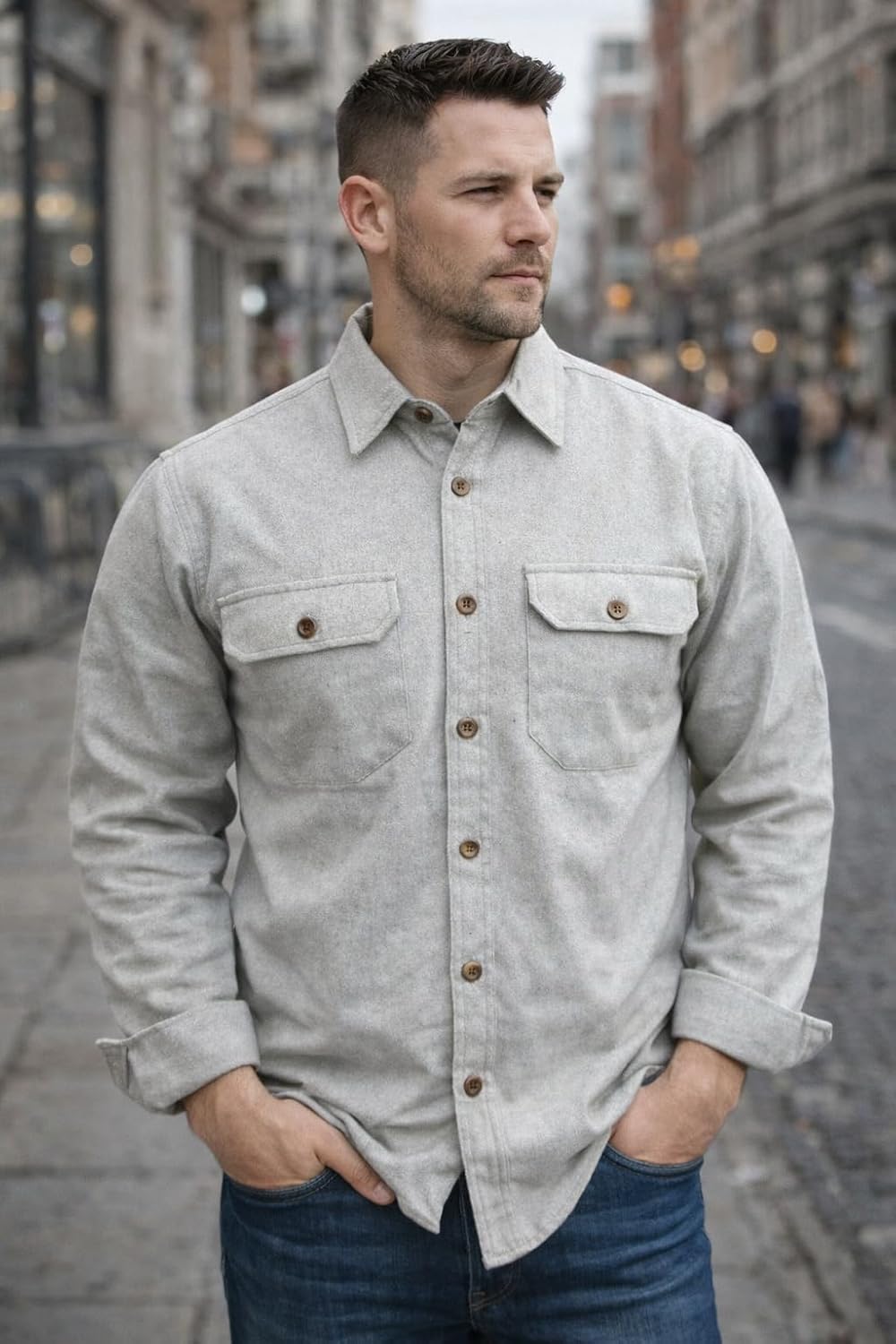 Long Sleeve Shirts for Men-Ultra Heavyweight Chamois Button Down Shirt-Soft Durable & Thick Flannel Shirt
