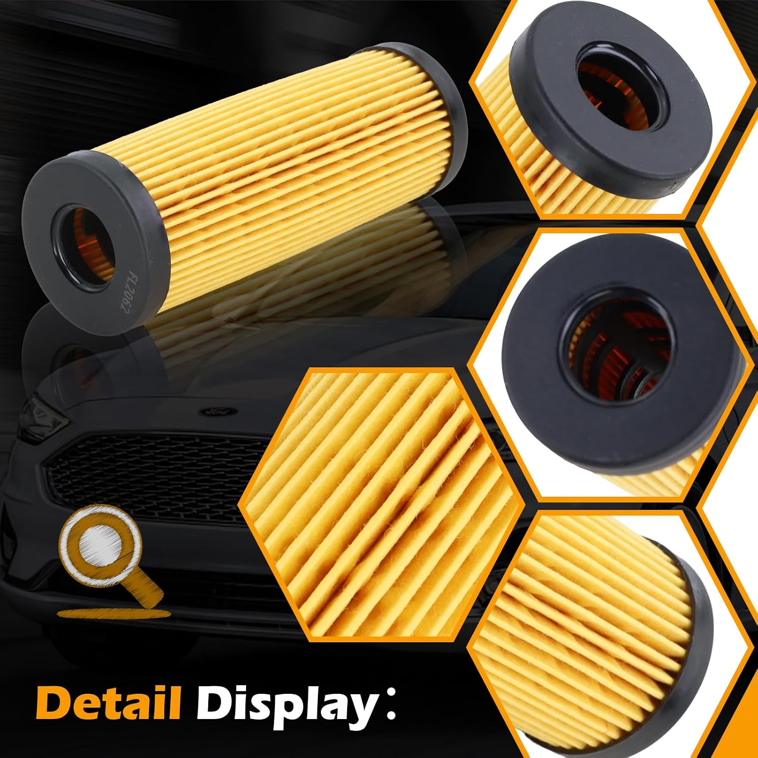 FL2062 Oil Filter Compatible with Ford F150 Fusion Explorer Mustang Bronco Edge Lincoln MKX MKZ Aviator Replaces FL2062A FT4Z-6731-A KU2Z6731A