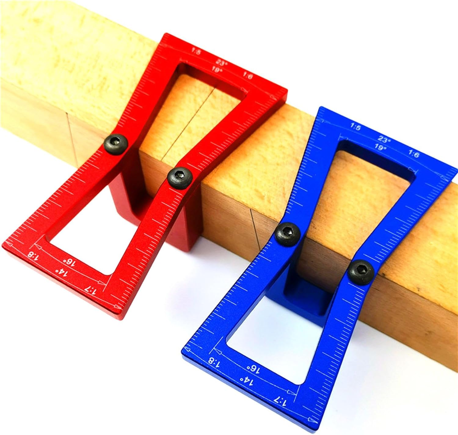 TopHomer 2PCS Dovetail Marker Wood Dovetail Tool,Woodworking Hand Tool for Crafts,Precise Dovetail Guide,Ergonomic Design, Blue+Red