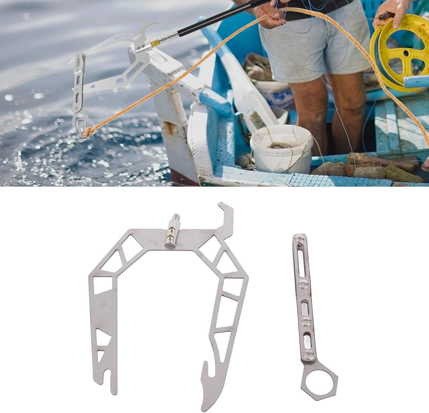 Acouto Mooring Rope Dock Hook Boat U Type Mooring Rope Threader, Stainless Steel Dock Hook Cable Wire Guider Ship Parking Tool, Mooring Whips Boat Hooks for Docking (Normal Version)