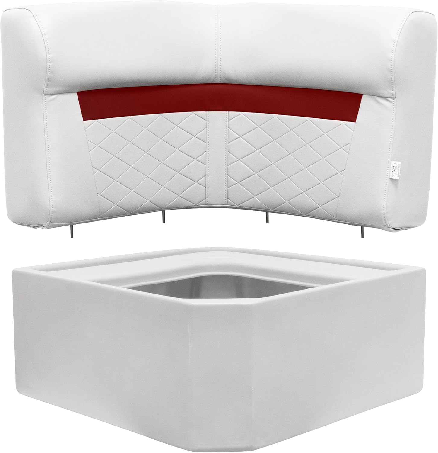 Wise DLX133-1906 DLX Series Pontoon Corner Cushion Set - White/Crimson Red