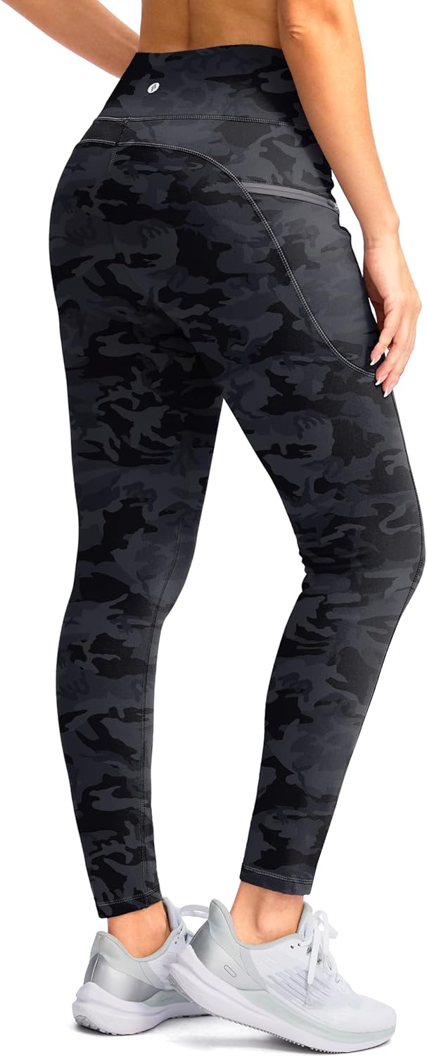 SANTINY Women's Fleece Lined Winter Leggings Water Resistant High Waisted Thermal Hiking Running Warm Pants Women Pockets - Image 3