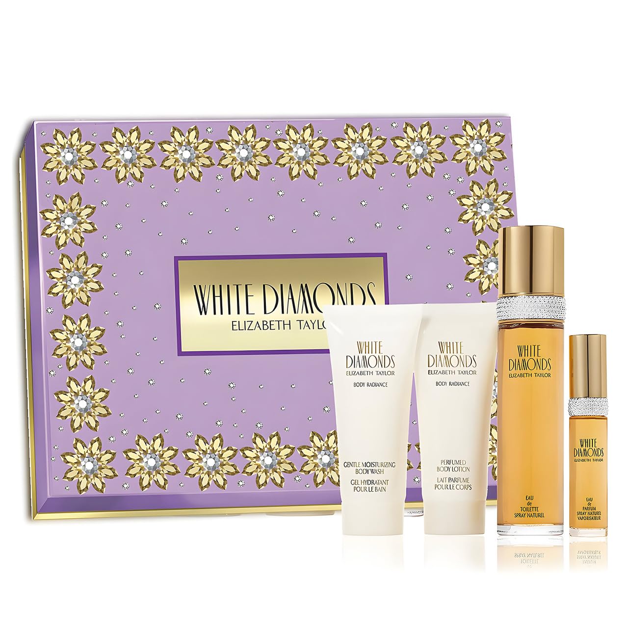 Elizabeth Taylor White Diamonds, 4 Piece Gift Set Women with Body Wash