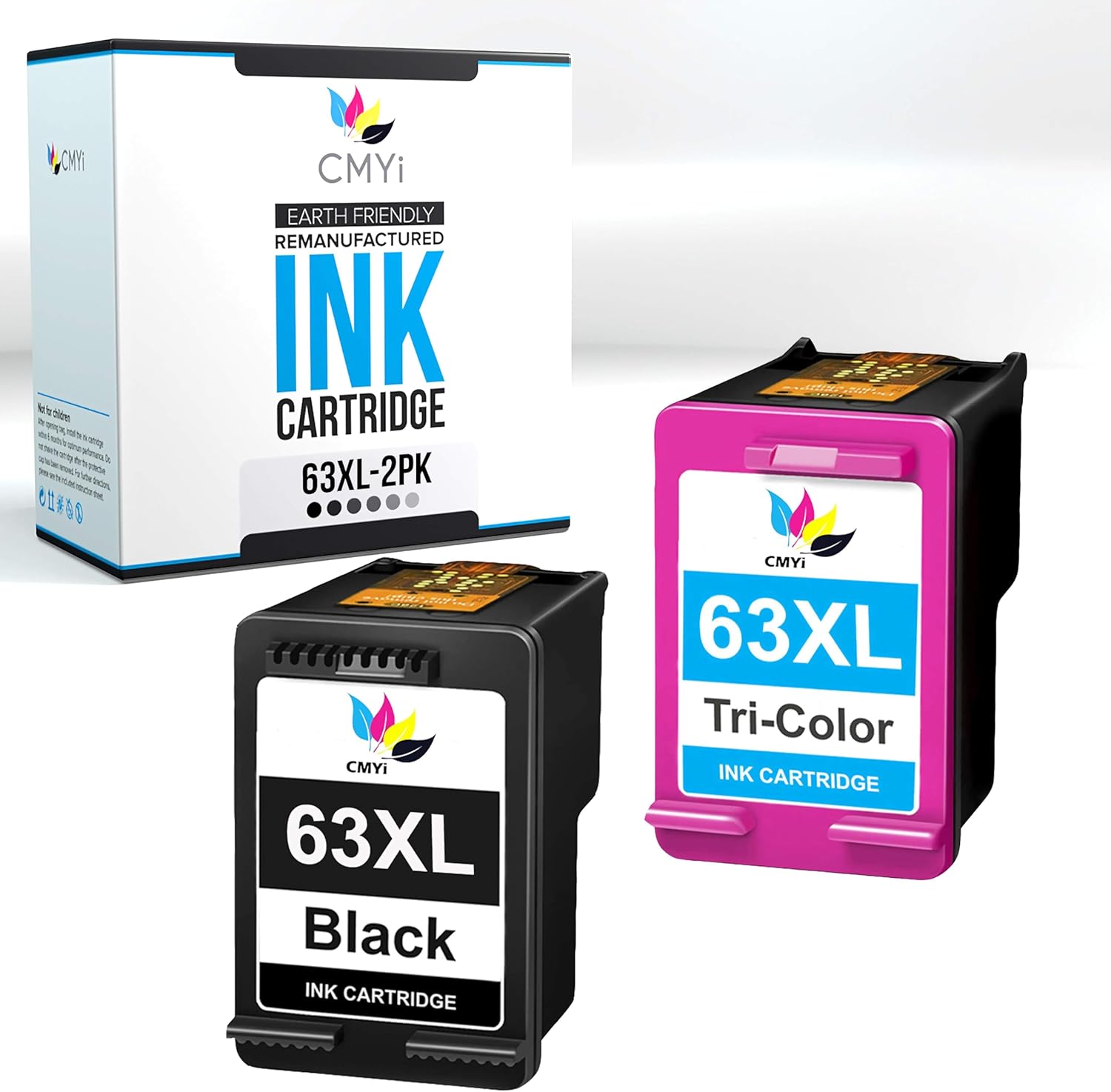 Replacement 63XL Printer Ink Cartridges Combo Pack for HP Envy 4521, 4522, 4523, 4524, 4525, 4526, 4527, 4528, OfficeJet 3830, 3833, 3834, 3835, 3836, 4650, 4652 Printers (2 Black, 2 Color)