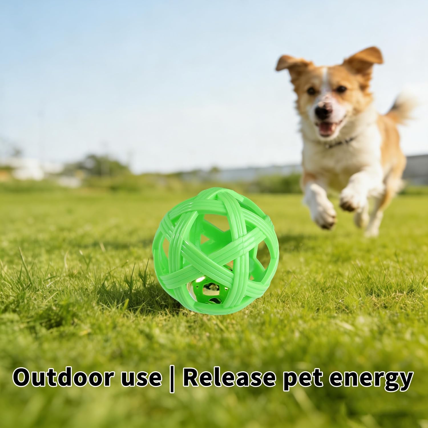 Dog Ball Toy with Bell for Small Dogs& Puppy, Small Dog Ball for Boredom Relief & Teething, TPR Chew Resistant Interactive Fetch Toy.