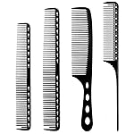 CGBARBER 4 Types Aluminum Hair Combs for Cutting Stainless Steel Hair Tail Metal Comb (Black)