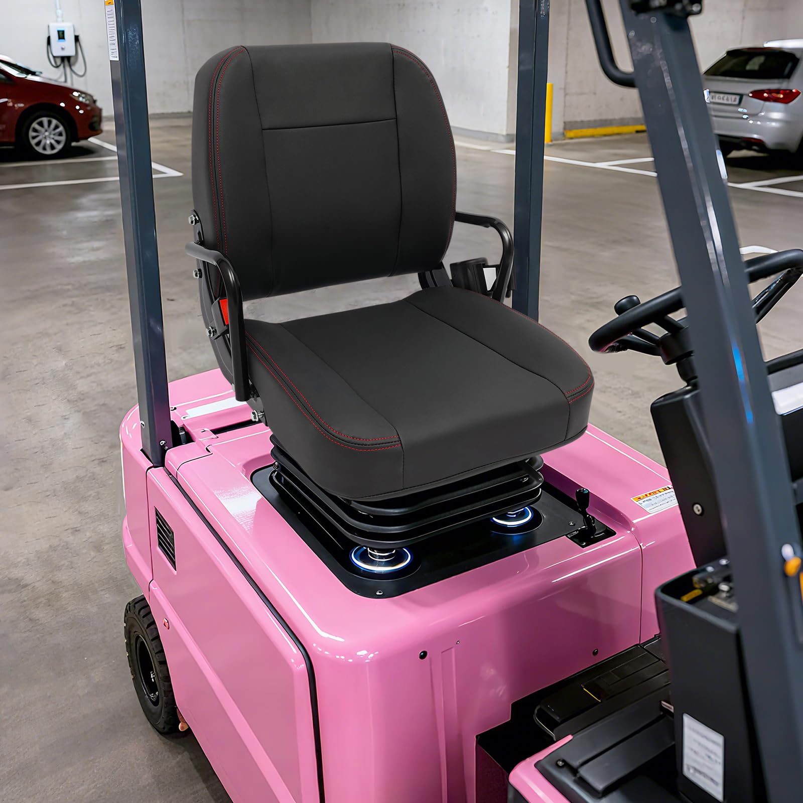 Asiento universal ajustable para carretilla elevadora, asiento de cortacésped, asiento de tractor | Asiento con respaldo ajustable y cinturón de seguridad para excavadora skid loader excavadora Dozer Telehandler