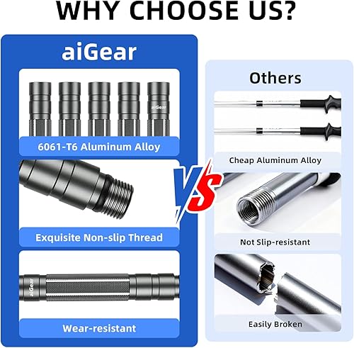 Miniatura 4 de aiGear G2 Tactical Stick Hiking Walking Staff - Trekking Poles Outdoor Adjustable Hiking Stick for Camping Hiking 5 Tubes Gray