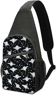 Multipurpose Crossbody Shoulder Bag Cute Stingrays Sea Animals Blue Stingray Travel Hiking Daypack Trendy Casual Cross Body Bag Fanny Pack