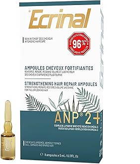 Ecrinal ANP2 Hair Growth Ampoules for Men - Strengthening & Repairing Ampoules - Intensive Hair Care for Thinning, Dull, Damaged Hair - ANP 2+ Complex with Omega 3 | Pack 8