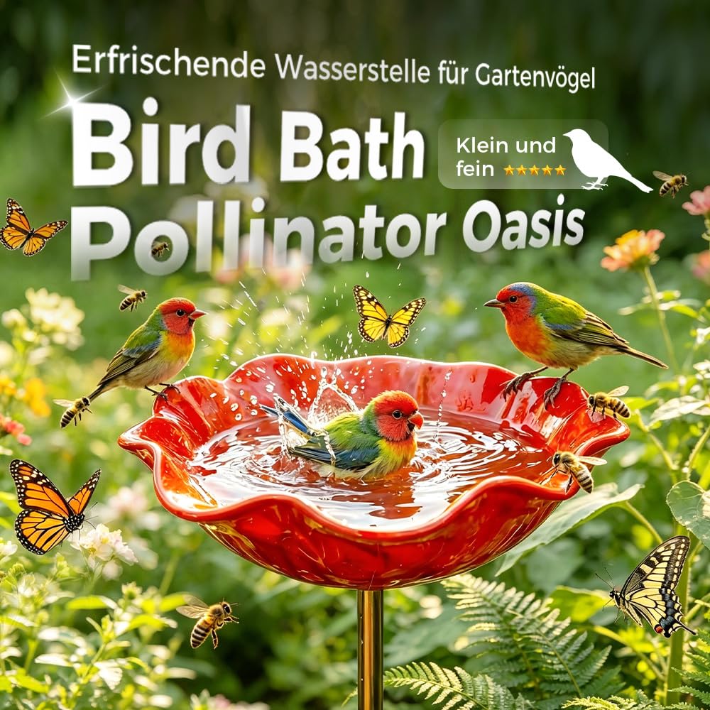 Vogeltränke Winterfest, Gartenstecker aus Metall, Vogeltränke Blume Bienentränke, Vogelfutterhaus Gartenfiguren & Gartenstatuen Gartendeko für Draußen (4 Pcs)