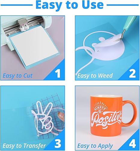 Miniatura 3 de HTVRONT Vinilo permanente para Cricut rollos de vinilo adhesivo permanente de 12 pulgadas x 30 pies, vinilo adhesivo para Cricut, Silhouette, Blanco